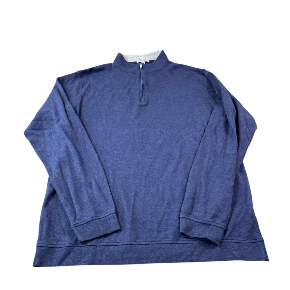 Peter Millar Cotton Modal Blend‎ Blue Half Zip Golf Pullover Size XL